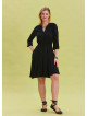 Black Midi Dress with Judge Collar and Button Detail 4463